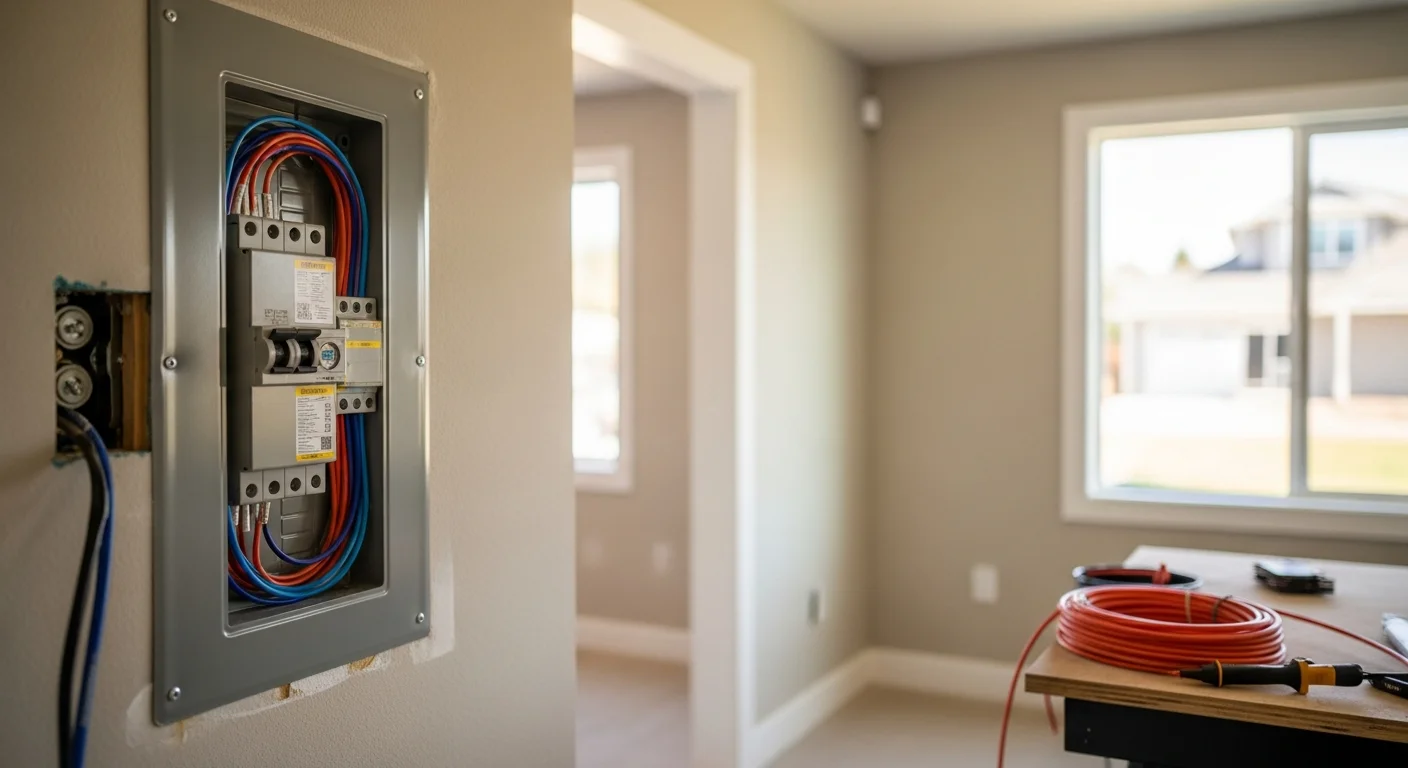 Electrician working on residential electrical panel in Snohomish County home