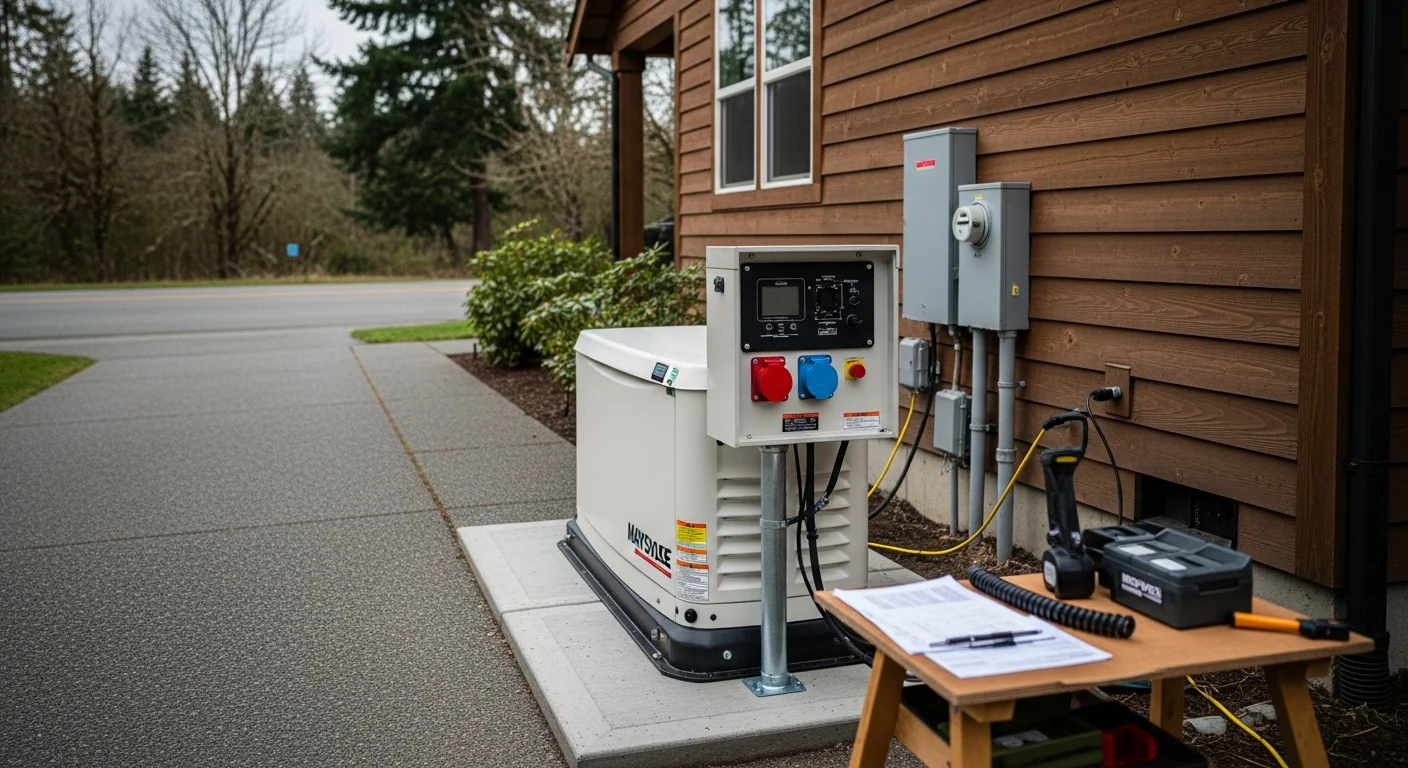 Backup generator installed outside residential home in Snohomish County