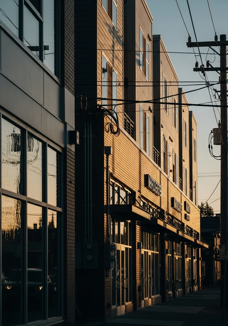 Northgate commercial corridor with mixed-use development and retail storefronts